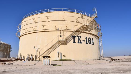 مصفى النجف يُعلن ادخال أحد خزانات المنتجات النفطية للعمل.