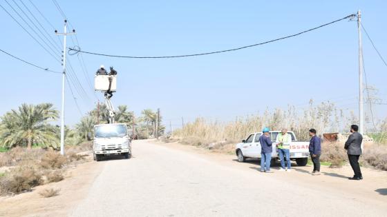 كهرباء النجف :تباشر أعمال تحويل خط الفرهة من محطة الحرية مغذي البو حلان من الأراضي الزراعية إلى الشارع العام