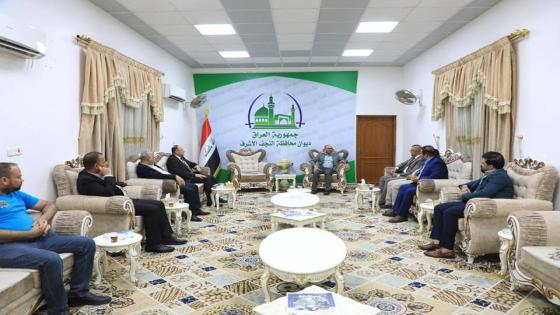 المحافظ يستقبل رئيس اتحاد المقاولين العراقيين في النجف لمناقشة واقع المشاريع في المحافظة