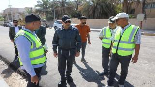 محافظ النجف الاشرف يشرف على أعمال إكساء شارع الطاقة في قضاء الكوفة
