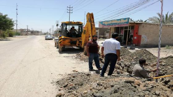مد خط مطري في حي الغدير بناحية الحرية