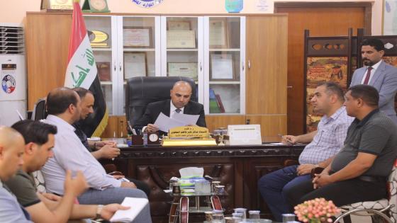 المحافظ خلال ترؤسه اجتماعا مع دائرة الموارد المائية: سيصل الماء لكل الانهر والجداول بعد اكمال خطة التطهيرات والصيانة التي تنفذها المديرية