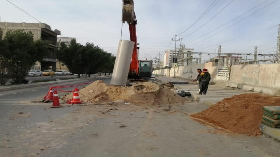 مجاري النجف: صيانة شبكات الصرف الصحي لأدامة وبناء المنهولات في شارع المثنى