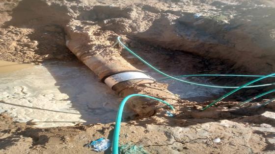 كوادر مركز الصيانة الشمالي تتمكن من صيانة الخط الرئيسي الناقل 600ملم في النداء قرب مجمع النخيل