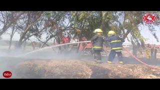 فرق الاطفاء النجف الاشرف تخمد ألسنة اللهب في بستان قرب كلية العلوم