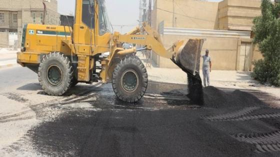 وحدة التنفيذ المباشر تتابع اعمال صيانة التخسفات للشوارع الرئيسية