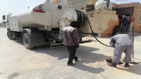 مديرية المجاري تباشر بحملة تنظيف وتسليك الخطوط الثقيلة والمطرية في قضاء المشخاب