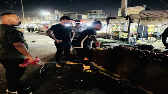 كوادر لجان التجاوزات تباشر حملة لإزالة التجاوزات الحاصلة في الشوارع العامة من قبل الباعة المتجولين