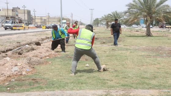 بلدية النجف : استمرار أعمال مد شبكة السقي للشريط المحاذي لحي العسكري والوفاء