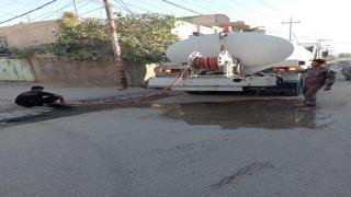 مديرية المجاري تعالج الانسداد الحاصل بالخط المطري في ناحية الحيرة