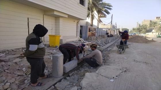 إرتفاع وتيرة العمل في مشروع تأهيل شوارع وأرصفة حي السعد