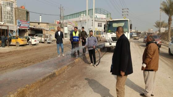 مديرية المجاري: الملاكات الخدمية تباشر اعمال غسل وتنظيف في ناحية العباسية