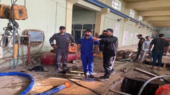 إصلاح احد اهم الانابيب الرئيسية في مشروع ماء الكوفة الرئيسي